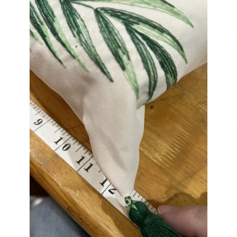 Pier 1‎ Monkey Palm Trees Throw Pillow 20x12 Green Brown Embroidered Tassels